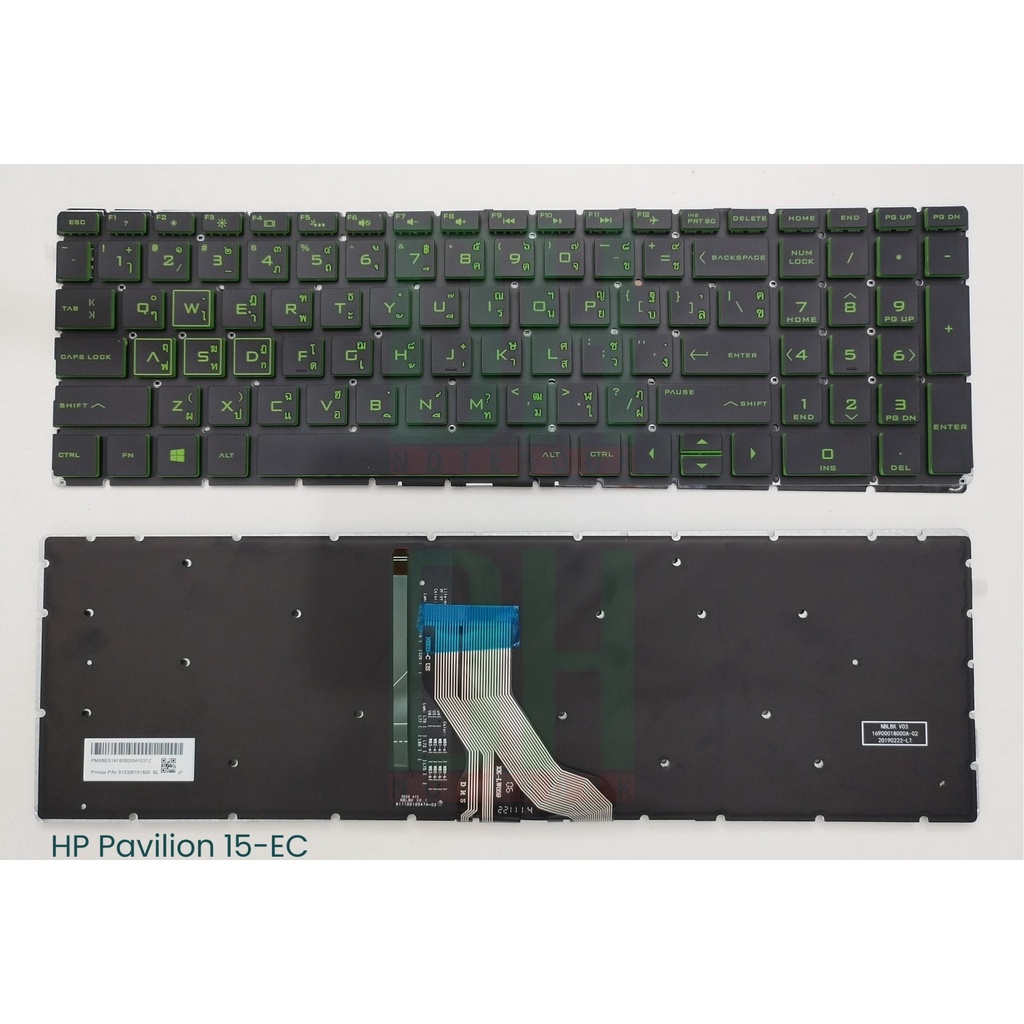 แป้นพิมพ์ คีย์บอร์ดโน๊ตบุ๊ค HP Pavilion Gaming 15-EC 15-ec0001na, 15-ec0002na, และ 15-ec0003na Laptop Keyboard มีไฟ