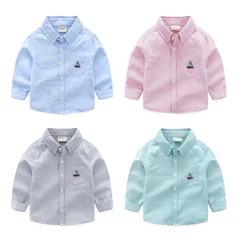 เสื้อเชิ้ตแขนยาว สีขาว แฟชั่นฤดูใบไม้ผลิ สําหรับเด็กผู้ชาย และเด็กผู้หญิง -0928