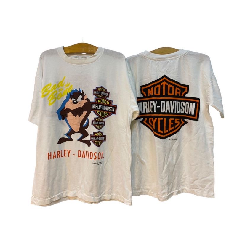 เสื้อลายการ์ตูน Harley+ Tazmania เสื้อวินเทจ ผ้าฟอก ผ้าเนื้อนุ่ม แทส ไม่มีตะเข็บข้าง