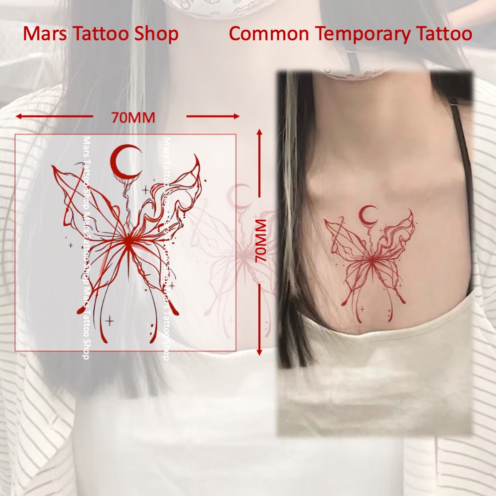 Mars Tattoo สติ๊กเกอร์รอยสักชั่วคราว ติดทนนาน ลายผีเสื้อ CX002