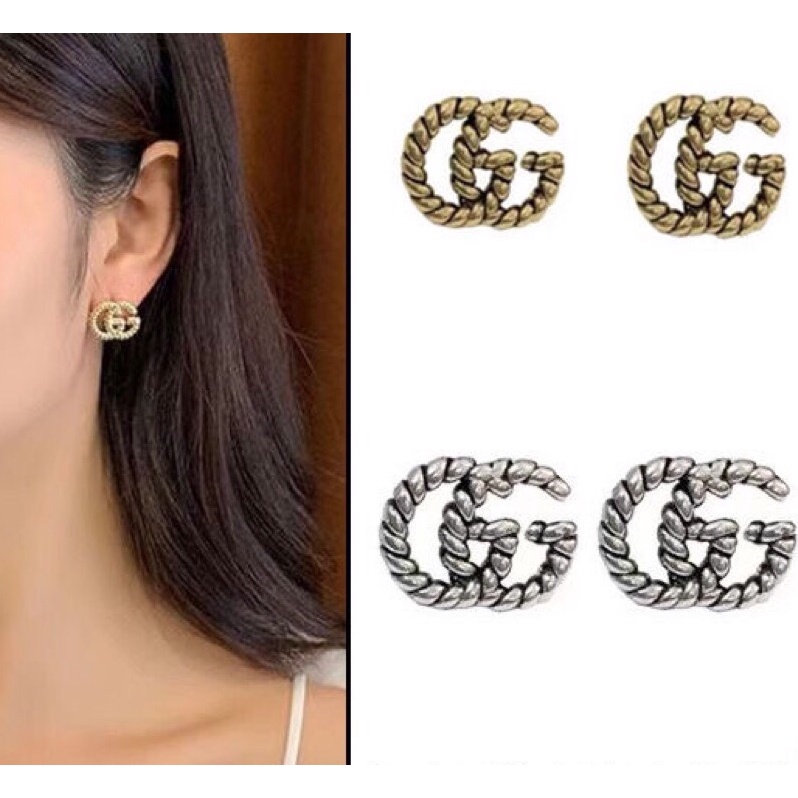 เครื่องประดับ ต่างหู สีทอง สไตล์เกาหลี เรโทร สําหรับผู้หญิง และคู่รัก