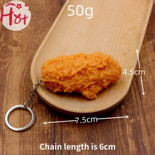GE ตลกไก่ทอดขาปีกไก่พวงกุญแจสร้างสรรค์จําลองอาหารจี้ด้วยแหวนกุญแจสําหรับกระเป๋าถือกระเป๋าอุปกรณ์เสริมสแควร์
