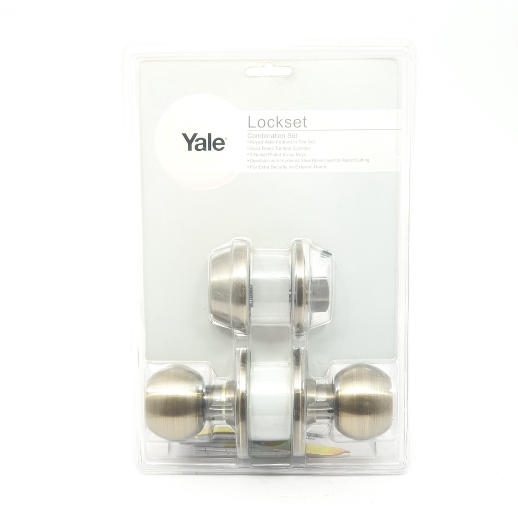 good.tools-YALE ชุดกุญแจลิ้นตายพร้อมลูกบิด สเตนเลส-304 รุ่น CB-9217US5 สีทองเหลืองรมดำ ถูกจริงไม่จกต