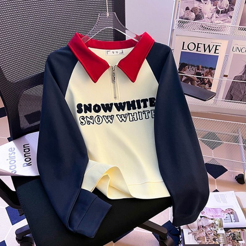 Begonia ใหม่ เสื้อกันหนาวโปโล คอปก ทรงหลวม มีซิปครึ่ง ขนาดใหญ่ แฟชั่นฤดูใบไม้ผลิ และฤดูใบไม้ร่วง สไตล์อเมริกัน สําหรับผู้หญิง 2023