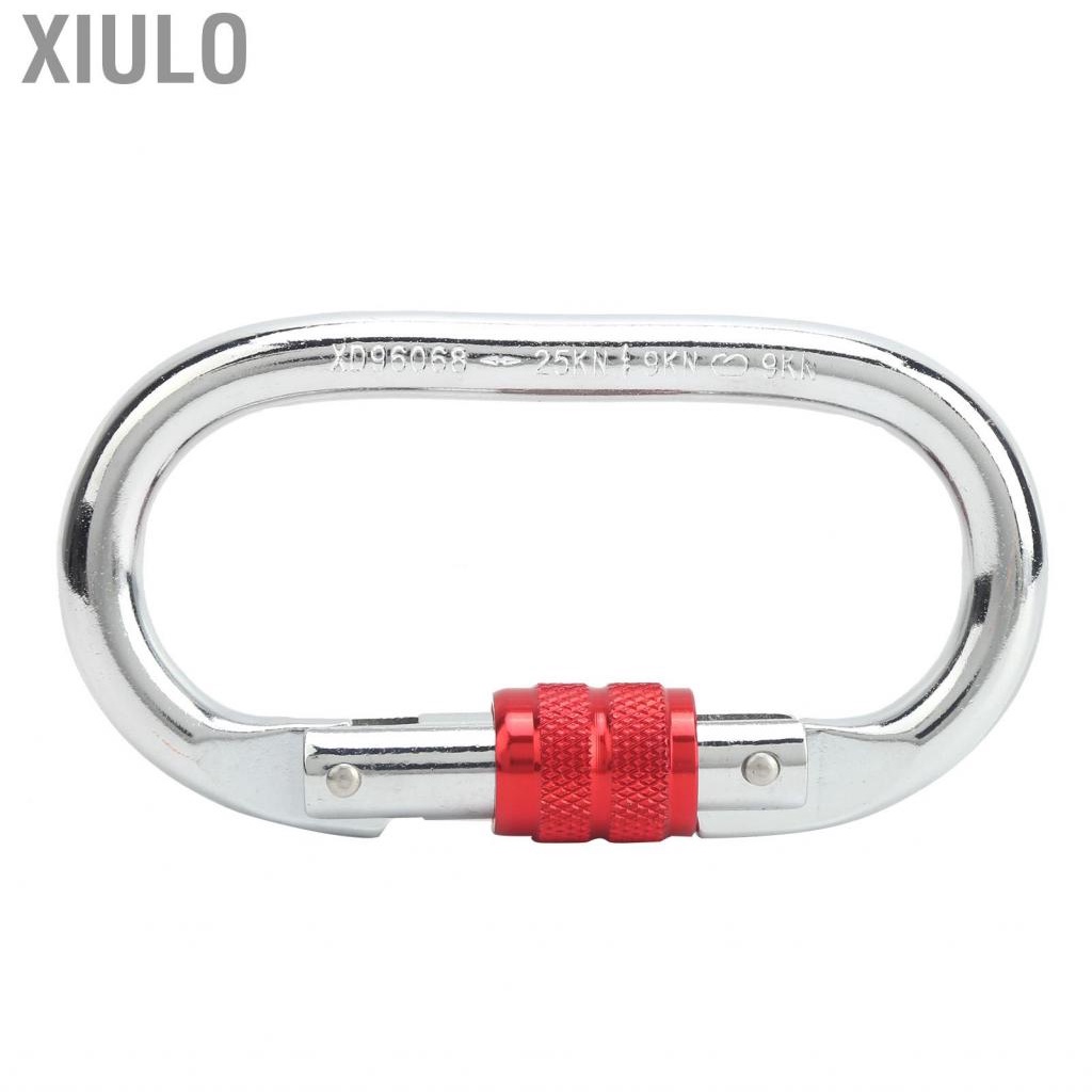 Xiulo 25KN ปีนเขากลางแจ้ง Carabiner เงินและสีแดงอุปกรณ์ O ประเภทความปลอดภัยหัวเข็มขัดปีนอุปกรณ์เสริม