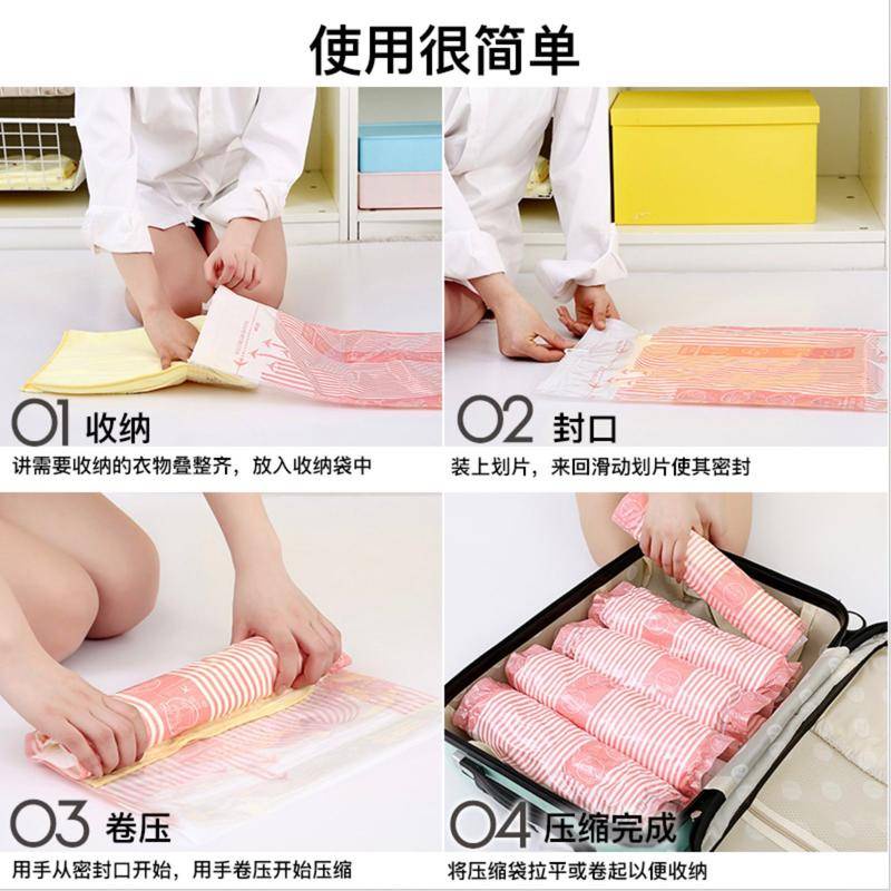 ถุงสูญญากาศ แบบม้วนมือ สําหรับเก็บเสื้อผ้า เหมาะกับการพกพาเดินทาง