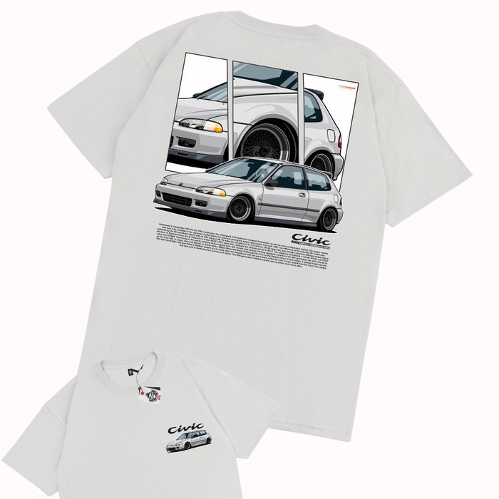 เสื้อยืดพิมพ์ลาย KARIMAKE  Mobil HONDA CIVIC EG CIVIC ESTILO JDM V3  V1 NAVY เสื้อยืดพิมพ์ลาย S-5XL