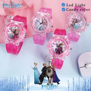 นาฬิกาข้อมือดิจิทัล มีไฟ LED ลายเจ้าหญิงเอลซ่า แอนนา โฟรเซ่น สีสันสดใส สําหรับเด็กนักเรียนผู้ชาย และเด็กผู้หญิง