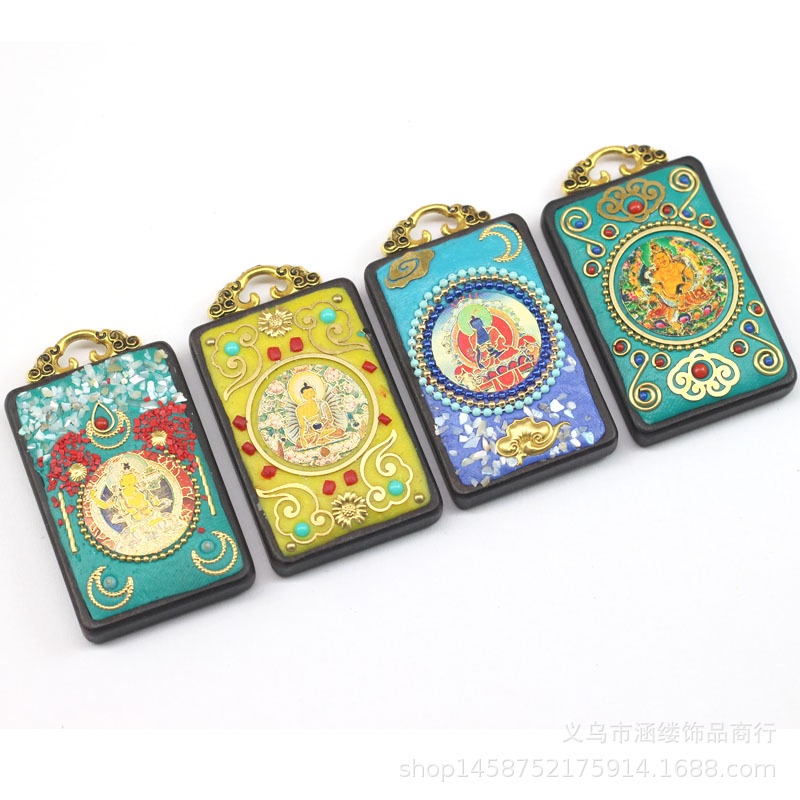 จี้เนปาล Amulet Star Moon สีเขียว Ebony สำหรับรถและสร้อยคอ