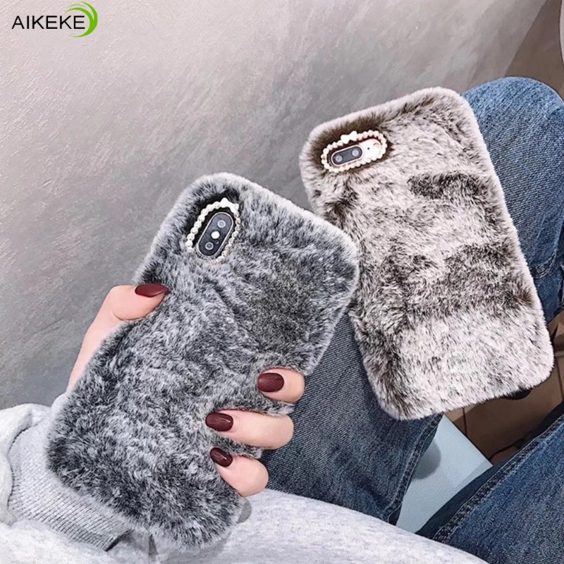 สําหรับ OPPO A3X A3 4G 5G A3 Pro A40 Realme GT7 Pro C61 หมายเหตุ 60 13 Pro + Ultra 5G เคสโทรศัพท์แฟชั่นหรูหรา Hairy Plush Furry Fluffy Warm กันกระแทกนุ่มปกหลัง