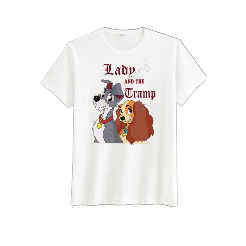 เสื้อยืด เสื้อยืดพิมพ์ลายlady and the tramp{2}