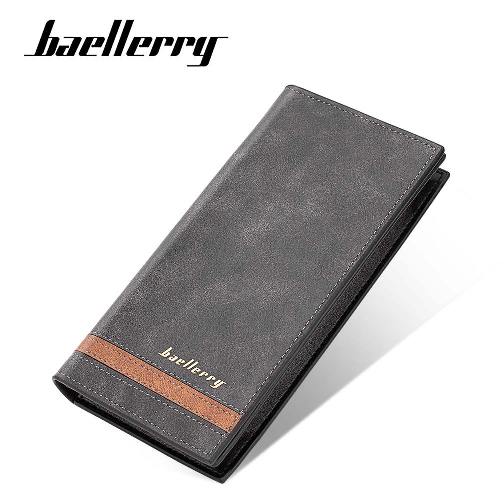 Baellerry's กระเป๋าสตางค์ ใบยาว มีซิป สีตัดกัน สไตล์เรโทร สําหรับผู้ชาย