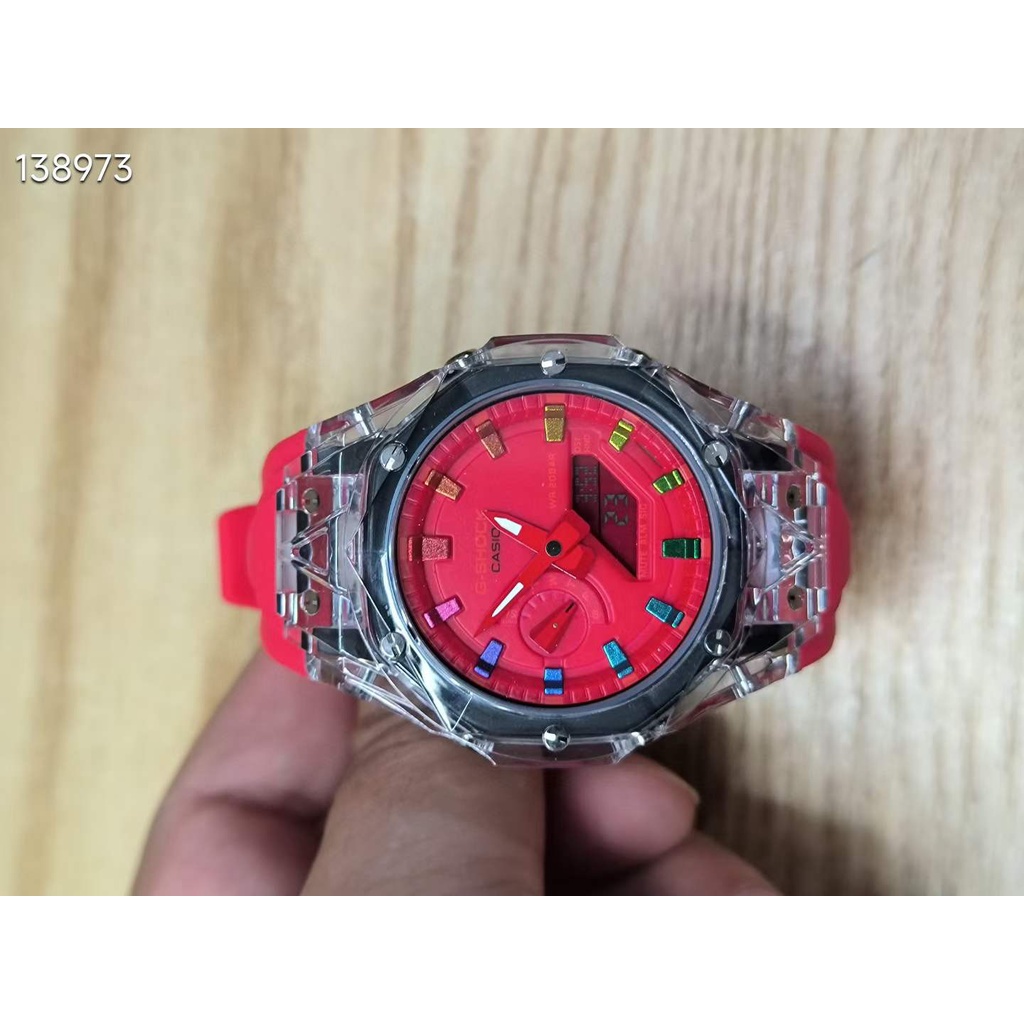 ญี่ปุ่นนาฬิกา g-shock GA-2100SRS AP Series สีแดงกีฬานาฬิกา Ga2100 AP Rainbow โปร่งใสผู้หญิงนาฬิกา S8