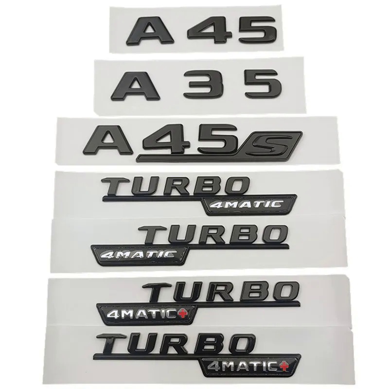 3d ABS Car Sticker Rear Trunk Badge Letters A35 A45 A45S Logo TURBO 4MATIC Emblem For Mercedes A 35 45 AMG W177 W176 Acc
