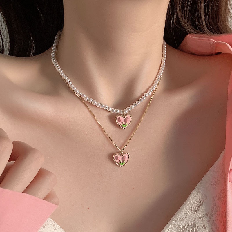 เครื่องประดับ สร้อยคอโชคเกอร์ จี้รูปหัวใจ ประดับเพทาย และไข่มุก สไตล์วินเทจ สําหรับผู้หญิง
