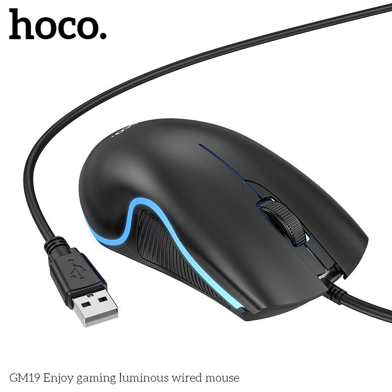 Hoco GM19 เมาส์เกมมิ่ง เมาส์RGB DPI 1000 เซนเซอร์แม่นยำ สายยาว1.4เมตร เมาส์ออปติคอล