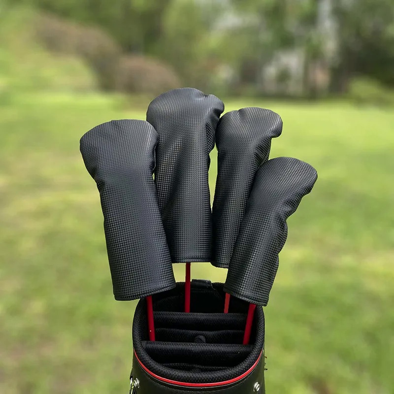 Simple design Golf Wood Cover Driver Fairway Hybrid Waterproof Protector Set PU Leather Soft Durable Golf head Club Cove