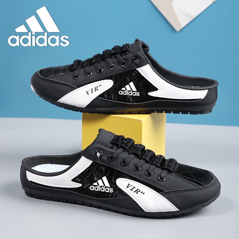 พร้อมส่ง รองเท้าผ้าใบลําลอง ระบายอากาศ แบบสวมครึ่งหนึ่ง สําหรับผู้ชาย