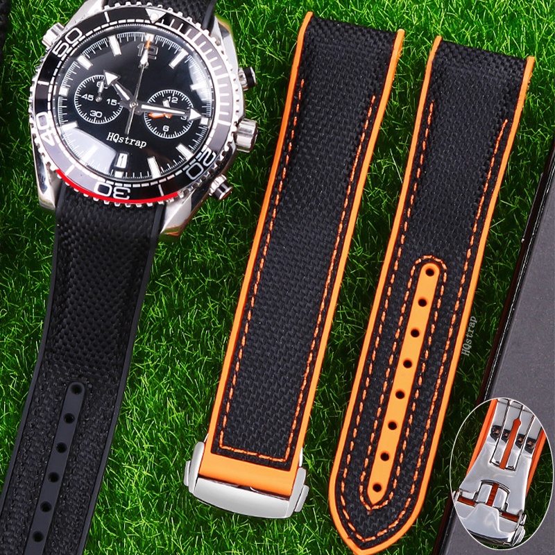 สายนาฬิกาข้อมือ สายยางไนล่อน 20 มม. สําหรับ Swatch Watch Band for Omega Strap Seamaster 300 สร้อยข้อมือซิลิโคน สําหรับผู้หญิง ผู้ชาย ธุรกิจ