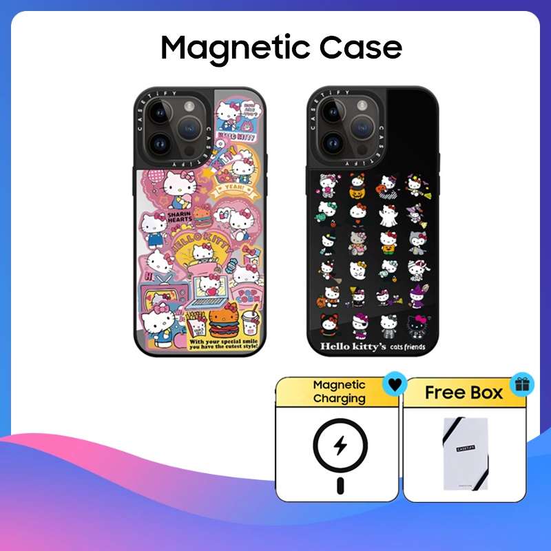 Casetify เคสโทรศัพท์มือถือพลาสติก Pc แข็ง ลาย Hello Kitty Hamburg สําหรับ iPhone 11 12 13 14 15 Plus Pro Max