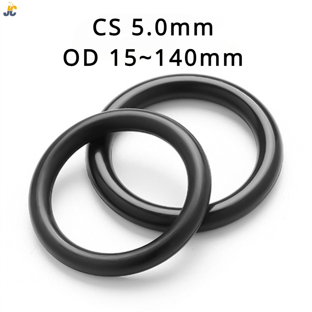 [JC] โอริงยางซิลิโคน กันน้ํา เส้นผ่าศูนย์กลาง 5.0 เส้นผ่าศูนย์กลางนอก 15-140 มม. สีดํา