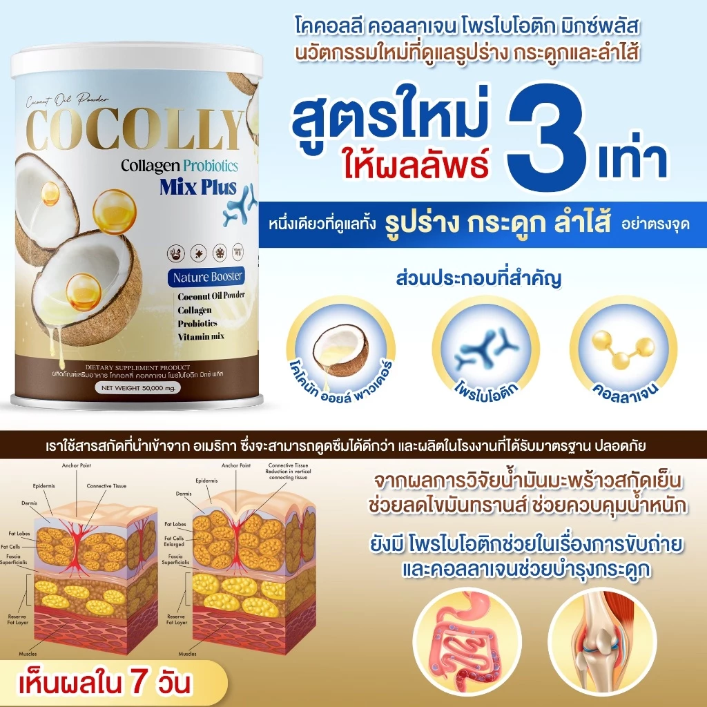 [ส่งฟรี+พร้อมส่ง] COCOLLY COLLAGEN คอลลาเจน ช่วยลดความอยากอาหาร บำรุงกระดูก ผิวสวย ขนาด1กระปุก แถม1 thumbnail 5