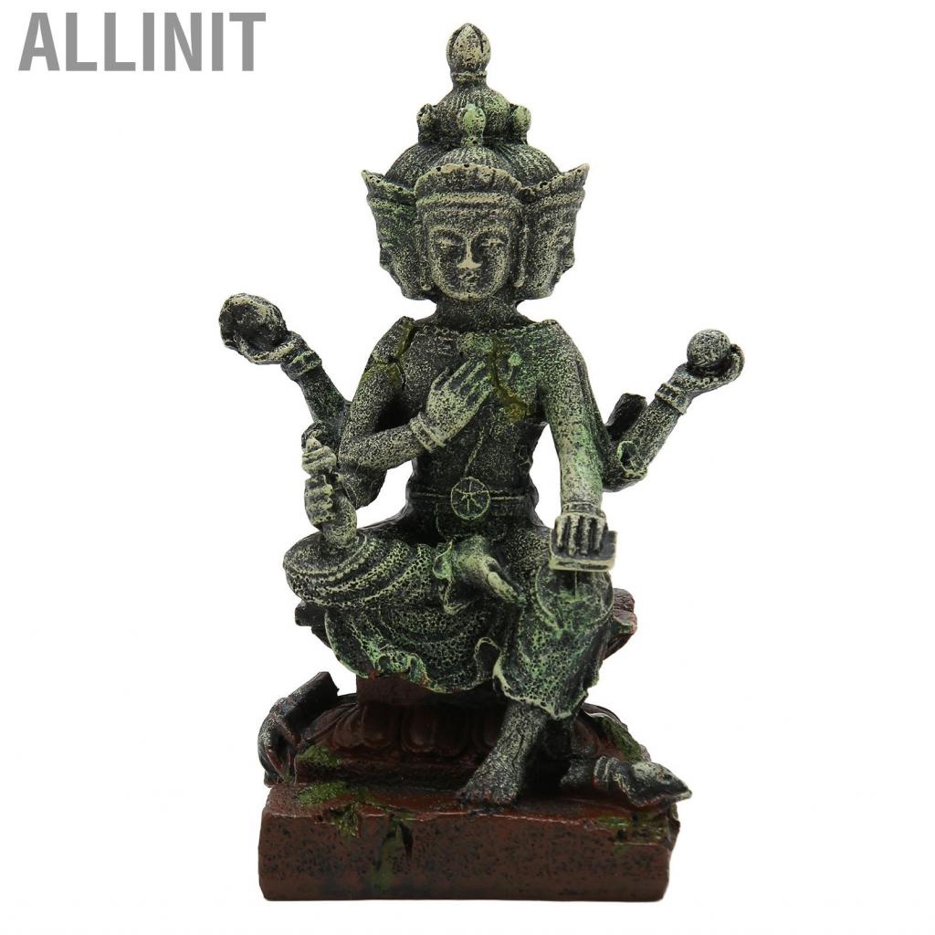 Allinit Mini Buddha Statues Ancient Resin Aquarium Statue Decoration for