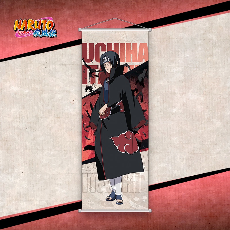 โปสเตอร์ผ้า พิมพ์ลายการ์ตูนนารูโตะ Uzumaki Hatake Kakashi Uchiha Itachi สําหรับแขวนตกแต่งบ้าน