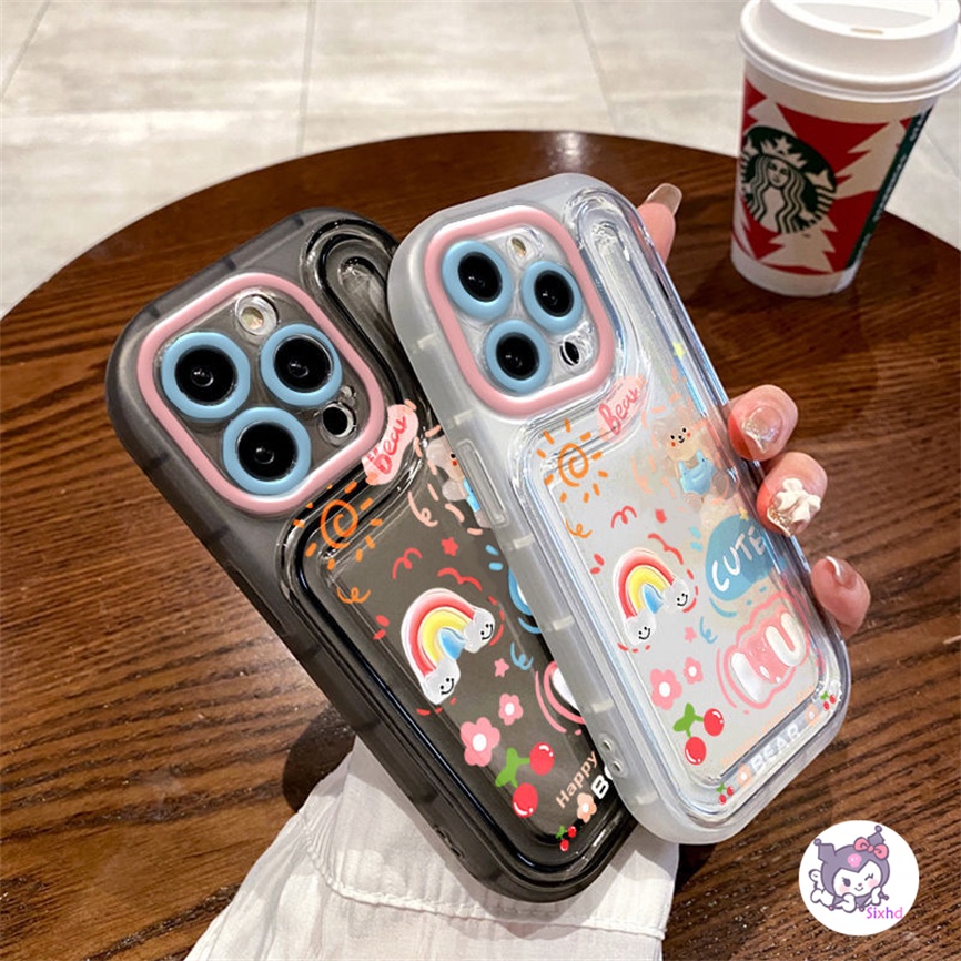 เคสโทรศัพท์มือถือ ซิลิโคนนิ่ม กันกระแทก ลายการ์ตูนหมีน่ารัก สําหรับ iPhone 11 XR 15 14 13 12 Pro Max 7 8 SE 2020 X Xs Max 6 6s Plus
