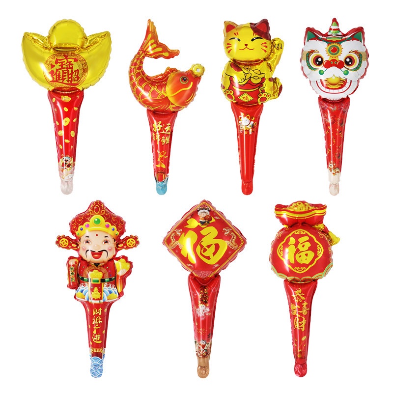ถุงอวยพรอลูมิเนียมฟอยล์ แบบเป่าลม สีแดง สําหรับตกแต่งบ้าน ปาร์ตี้ตรุษจีน