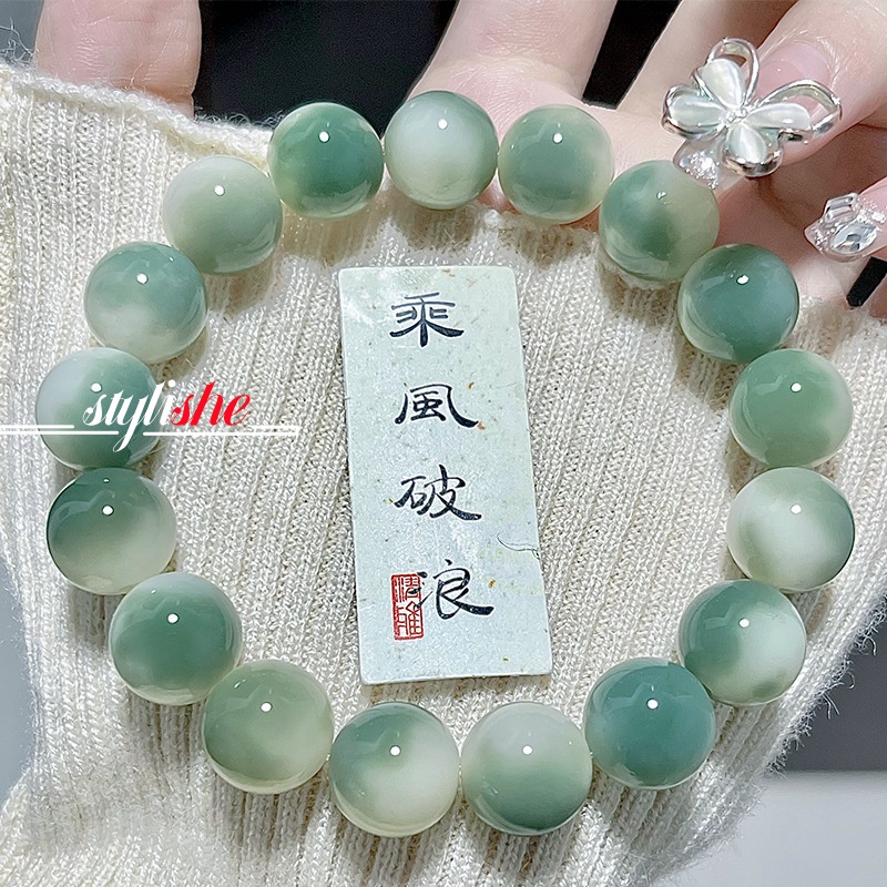 สร้อยข้อมือลูกปัด 11 มม. หลากสี สไตล์จีน แฟชั่นสําหรับผู้หญิง