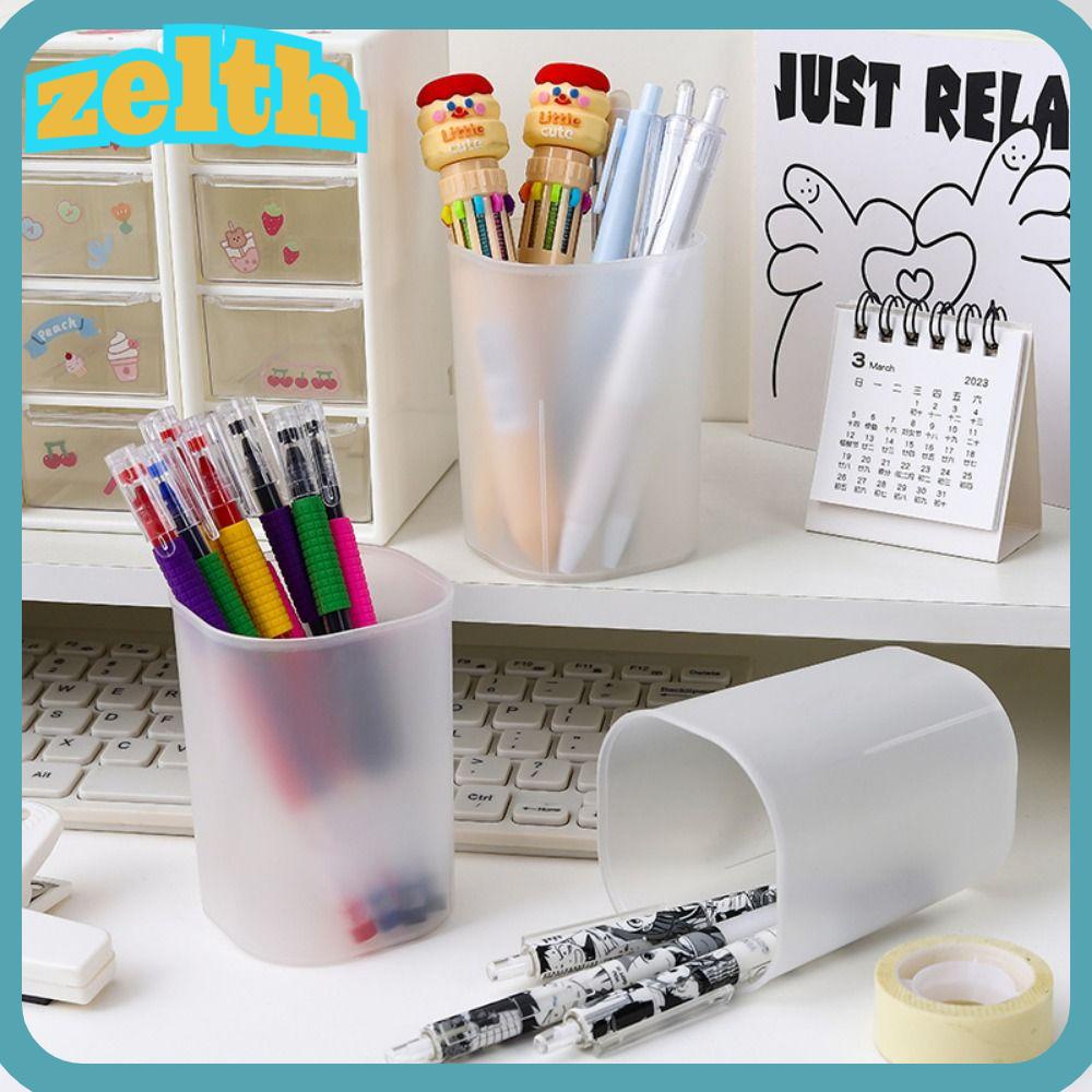 Zelth ที่วางดินสอ แปรงแต่งหน้า ขาตั้งปากกา พลาสติก น่ารัก มินิมอล อุปกรณ์นักเรียน กล่องเก็บเครื่องสําอาง 1 ชิ้น