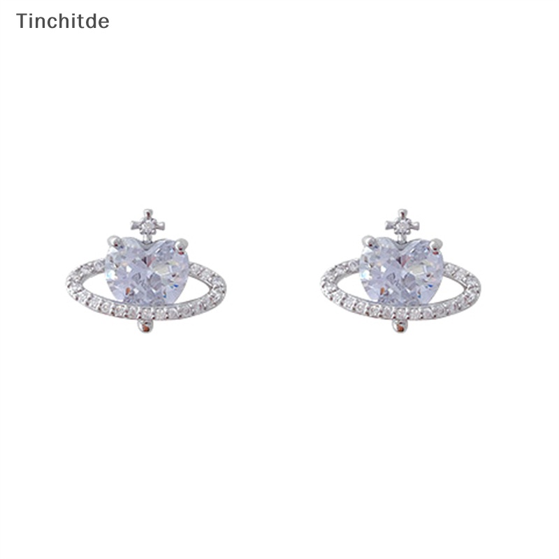 [Tinchitde] ต่างหูสตั๊ด คริสตัล รูปหัวใจ ดาวเคราะห์ ไม้กางเขน โรแมนติก หรูหรา สไตล์เกาหลี เครื่องประดับ สําหรับผู้หญิง ปาร์ตี้ Y2K [Preferred]