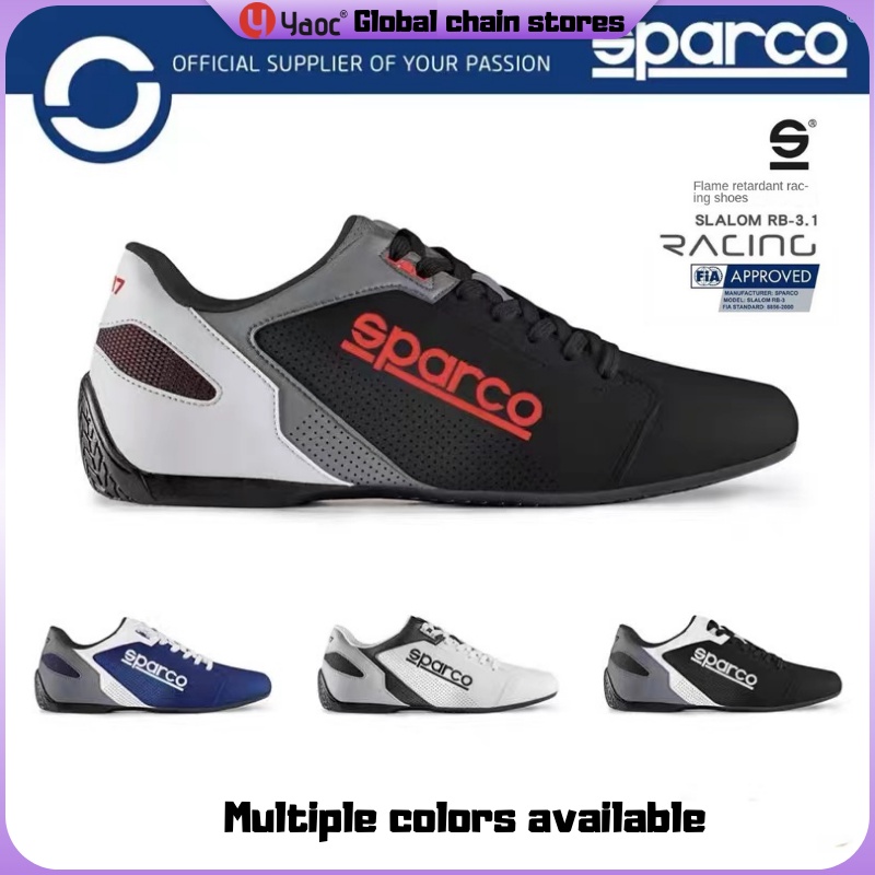 Yyaoc® Sparco racing shoes FIA รองเท้าผ้าใบลําลอง หนัง ระบายอากาศ เหมาะกับการขับขี่