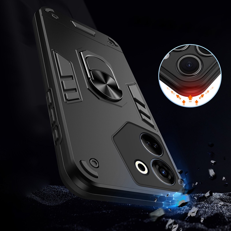 เคสโทรศัพท์มือถือ กันกระแทก พร้อมแหวนขาตั้ง สําหรับ Tecno Camon 20 Pro 19 Neo 18 18P 18T CK6 CK7n CK