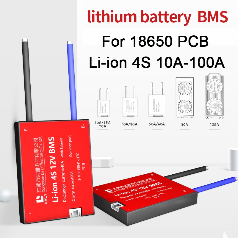 บอร์ดป้องกันแบตเตอรี่ลิเธียม 4S 12V 10A-100A 18650 BMS Li-ion