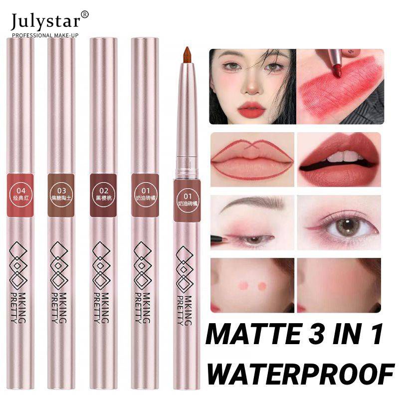 JULYSTAR Mking Pretty Rotary Matte Lipliner ลิปสติก Waterproof Long Lasting Lip Liner ปากกา Nonstick Cup Lip Makeup