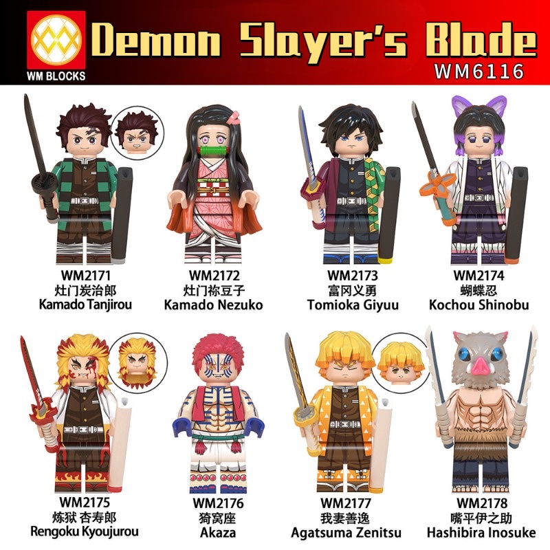 Wm6116 กระเป๋าของเล่นตัวต่อฟิกเกอร์ Demon Slayer Anime Series Tanjiro ขนาดเล็ก