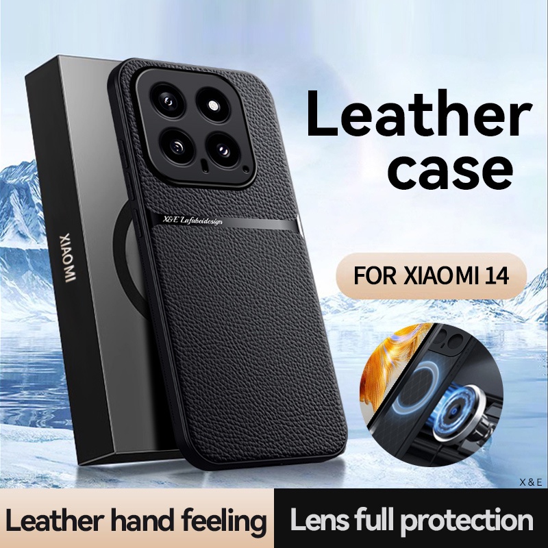 สําหรับ Xiaomi Mi 14, 13 Pro กรณี ELVEV คุณภาพสูง PU หนัง TPU ป้องกันเลนส์ฝาครอบโทรศัพท์บางเฉียบ