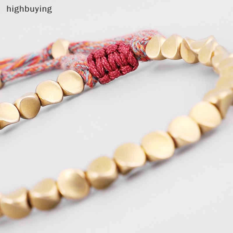 [highbuying] ทิเบต ถัก นิตติ้ง ทองแดง ลูกปัด โชคดี เชือก สร้อยข้อมือ กําไลข้อมือ เครื่องประดับ Unisex พร้อมส่ง