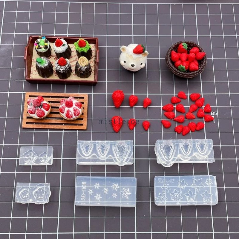 Mis แม่พิมพ์ รูปสตรอเบอร์รี่ 3D ขนาดเล็ก สําหรับทําขนม เครื่องประดับ สบู่ แฮนด์เมด