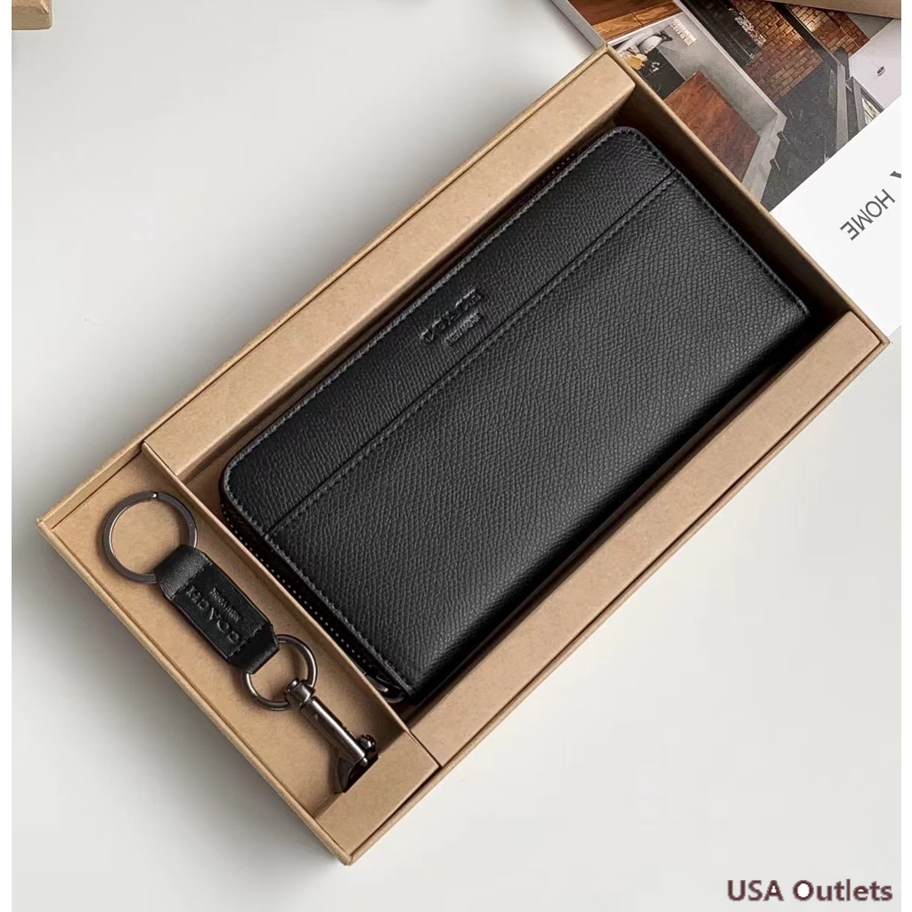 US Outlets COACH กระเป๋าสตางค์ใบสั้น 75000 Men's Scratch Resistance Leather Wallet