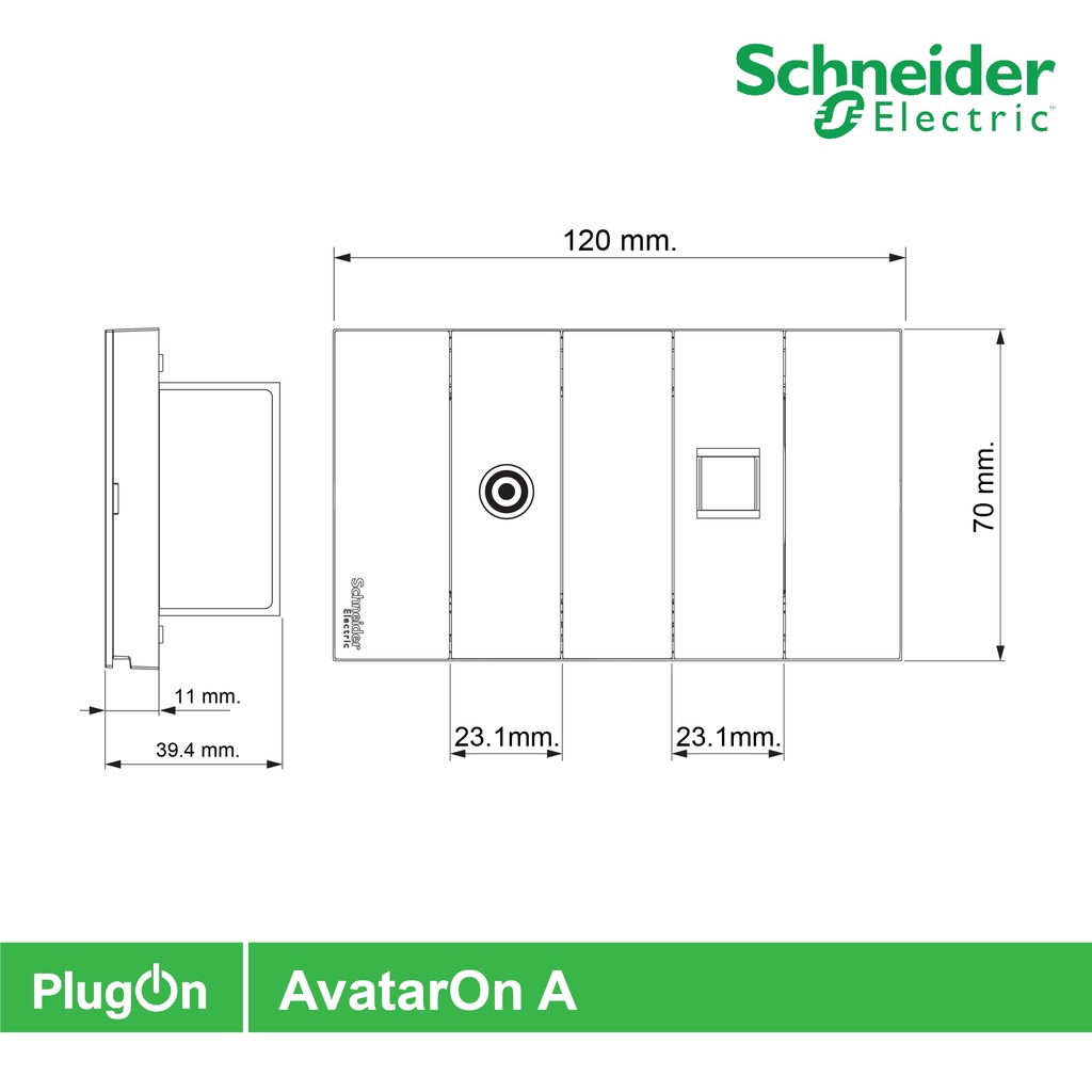 Schneider ชุดเต้ารับคอมพิวเตอร์ (LAN)CAT6 +เต้ารับโทรทัศน์ 75โอห์ม พร้อมฝาครอบสีดำ รุ่น AvatarOn A