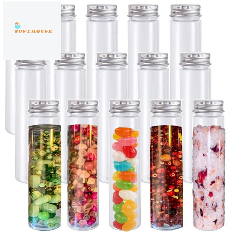 [posthouse] หลอดทดลองพลาสติกใส 110 มล. 15 ชิ้น พร้อมฝาสกรู สําหรับลูกอม ถั่ว ปาร์ตี้