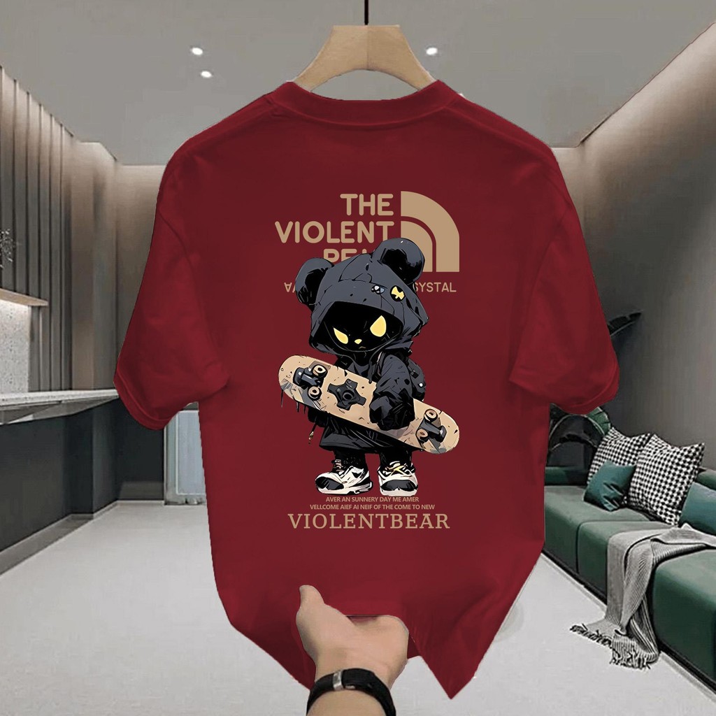 YOU-T เสื้อยืดโอเวอร์ไซส์ เสื้อแฟชั่น สวมใส่สบาย ผ้าฝ้ายแท้100% เสื้อยืดวินเทจ ยูนิเซ็กส์ ภาพพิมพ์ “THE VIOLENT01” ราคา ถูกที่สุด ดีลบีเคเค แกลเลอรีภาพที่ 3