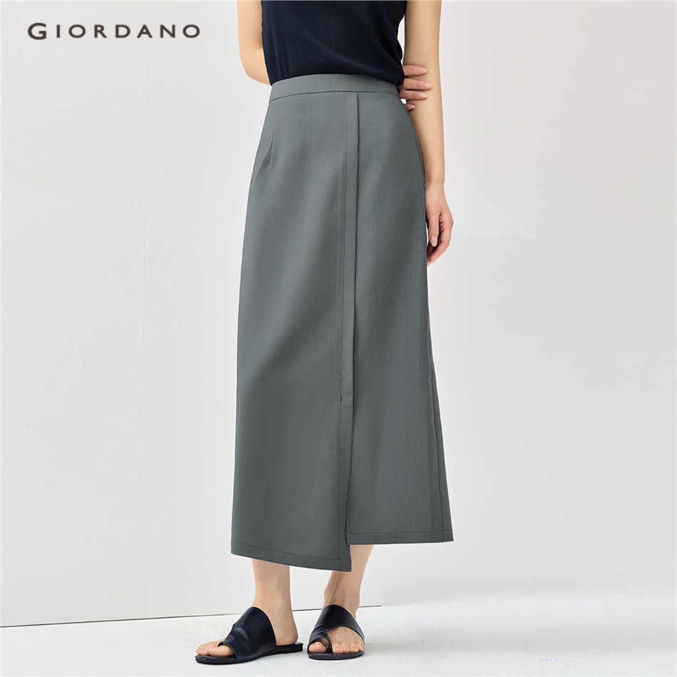 GIORDANO WOMEN Asymetric split hem long skirt 05465311