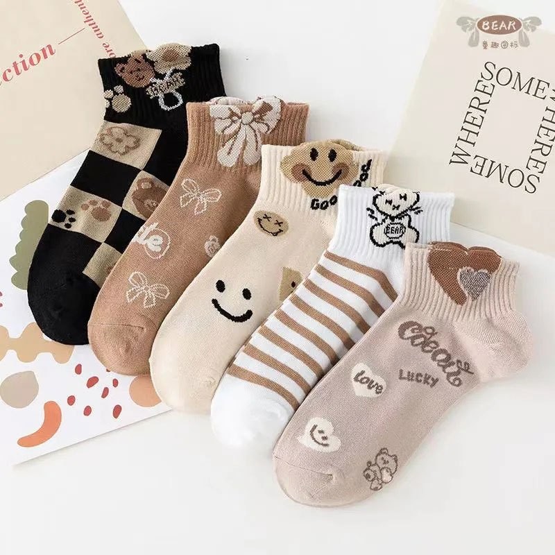 SOCKS.SHOP ถุงเท้าข้อสั้น สีพาสเทล ถุงเท้าแฟชั่น เนื้อผ้านุ่ม (1แพ็ค/10คู่)