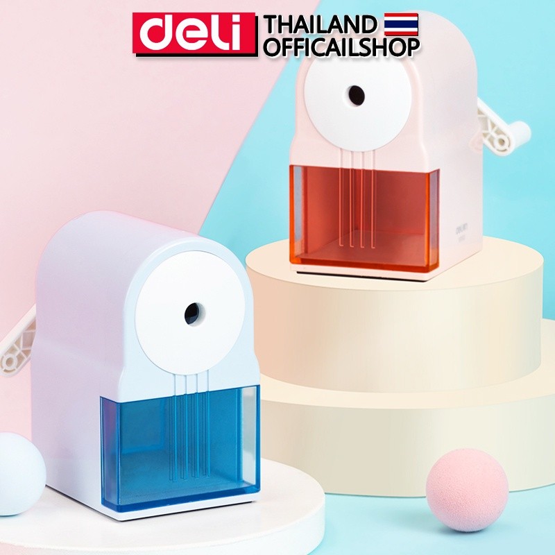 เครื่องเหลาดินสอ Deli รุ่น VB163  สีพาสเทล น่ารัก สำหรับเด็ก พกพาง่าย (2 สี/จำหน่าย 1 ชิ้น)