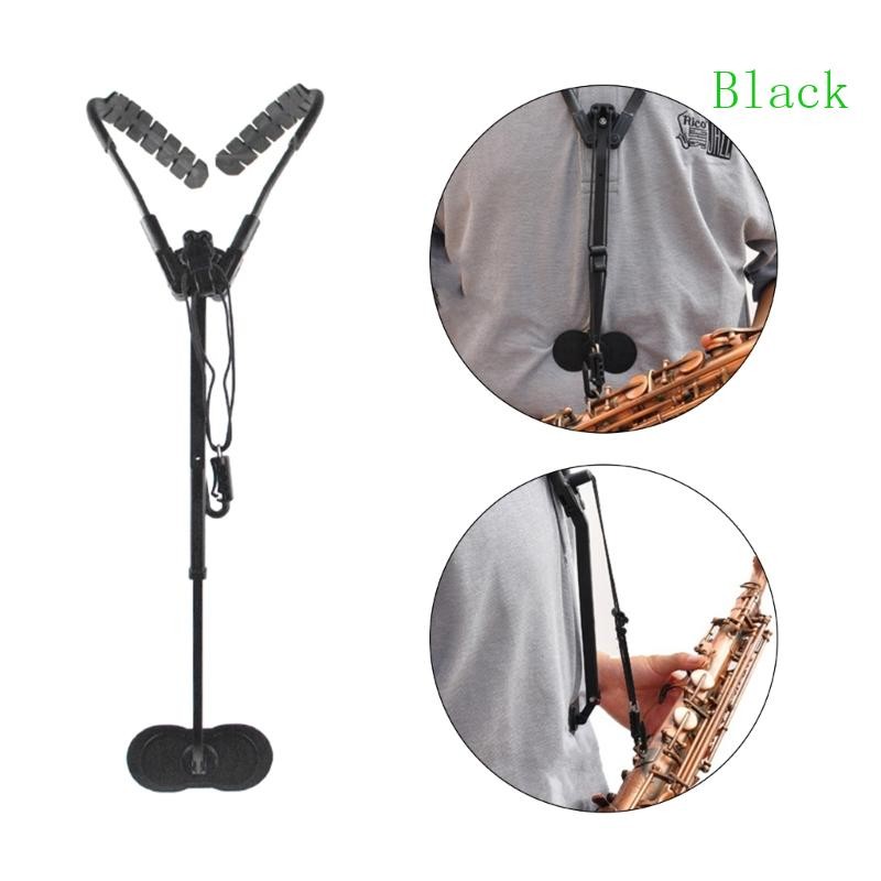 สีดําแซกโซโฟนสายรัด Sax สายคล้องคอตะขอสําหรับ Tenor Baritone Alto Soprano Clarinet