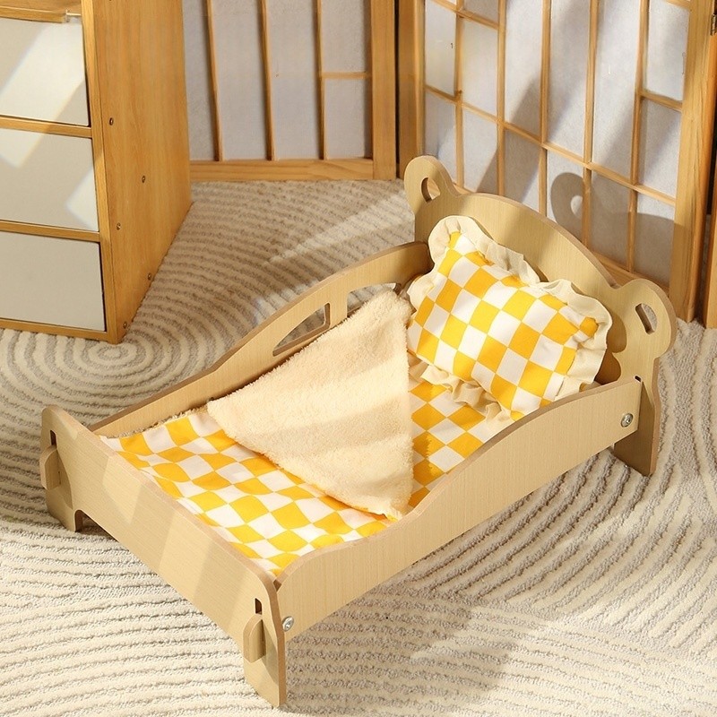 เตียงแมวไม้ เตียงแมวไม้สองชั้น บ้านแมว เตียงแมวน่ารัก บุหนานนุ่ม เนื้อสัมผัสสุดสบาย - รูปที่ 6